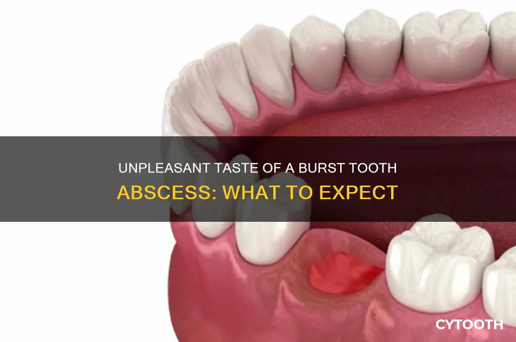 what does a burst tooth abscess taste like